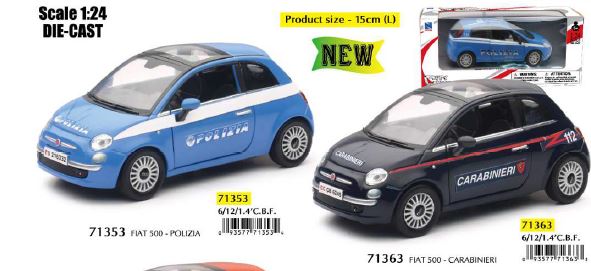 MODELLINO AUTO FIAT 500 DELLA POLIZIA SCALA 1:24 DIE-CAST NEWRAY 71353